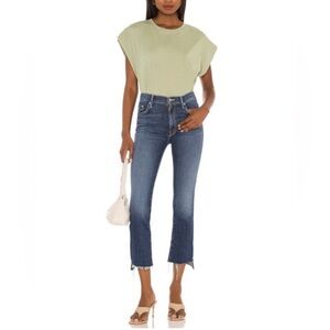 Mother The Insider Crop Step Fray in Girl Crush Ankle Cropped Blue Jeans Sz 25